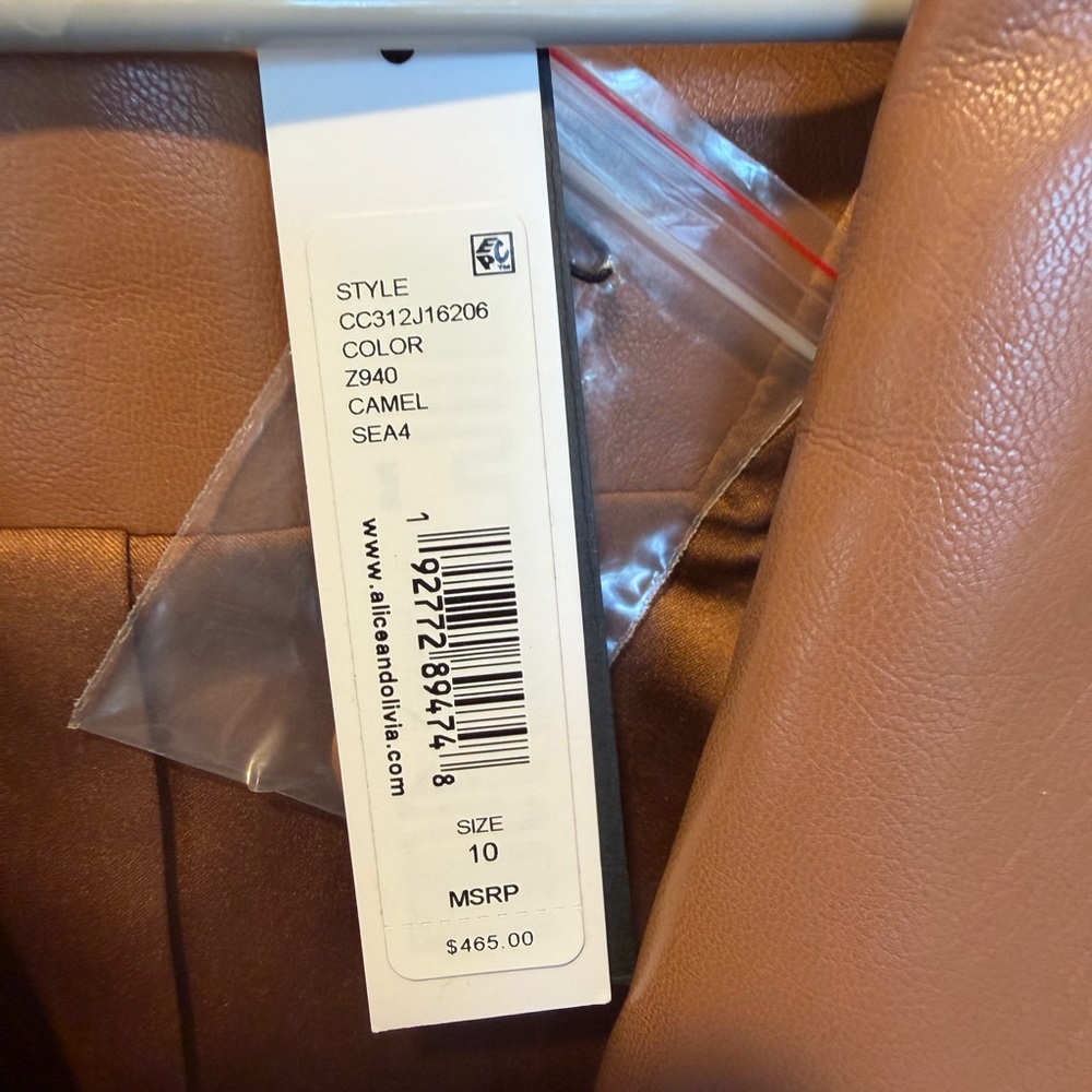 Alice + Olivia Tan Vegan Leather Blazer - Picture 4 of 6